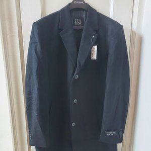 JOS A. BANK REX MEN BLACK WOOL TOP COAT MEDIUM 40R REGULAR NWT
